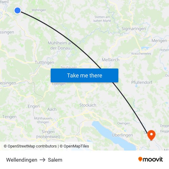 Wellendingen to Salem map