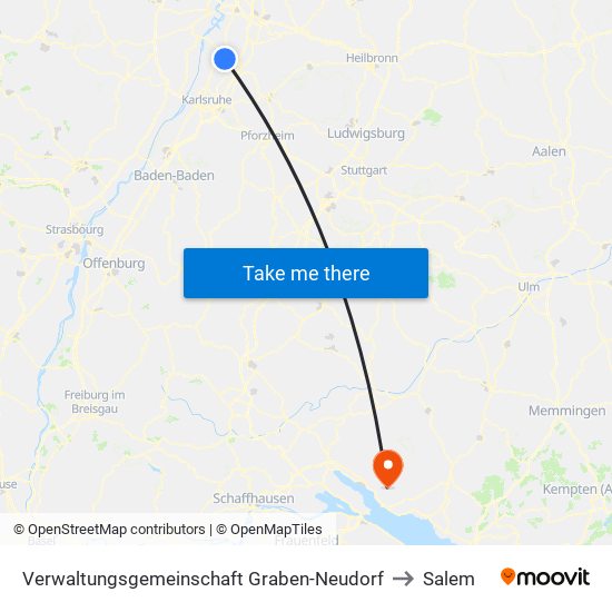 Verwaltungsgemeinschaft Graben-Neudorf to Salem map