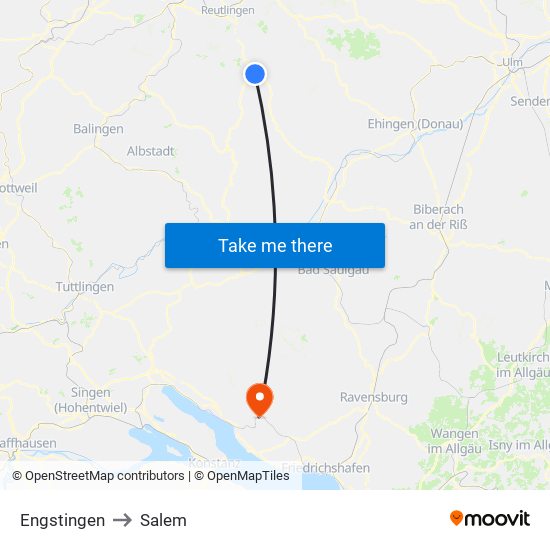 Engstingen to Salem map