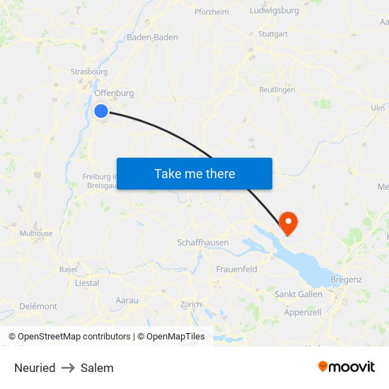 Neuried to Salem map