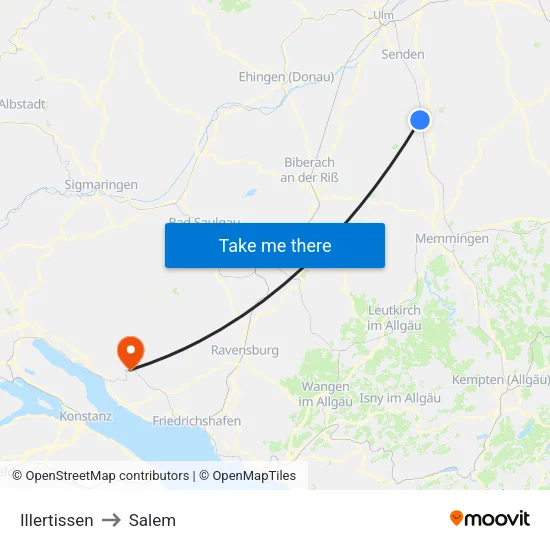 Illertissen to Salem map