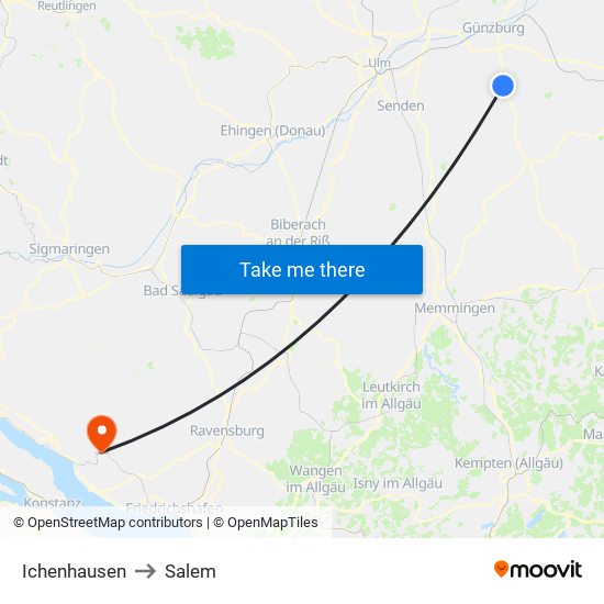 Ichenhausen to Salem map