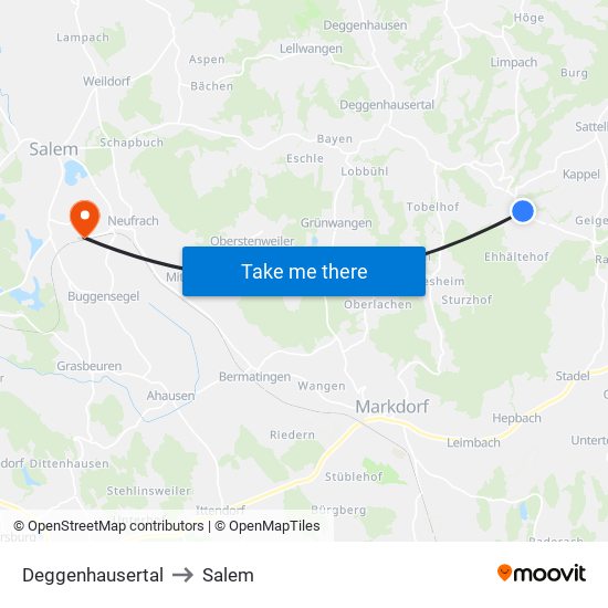 Deggenhausertal to Salem map