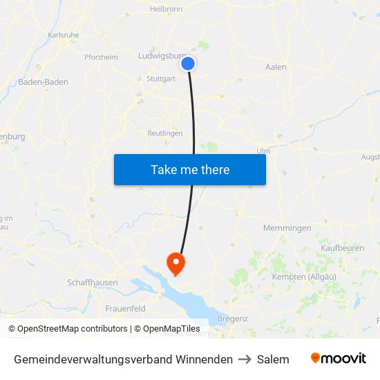 Gemeindeverwaltungsverband Winnenden to Salem map