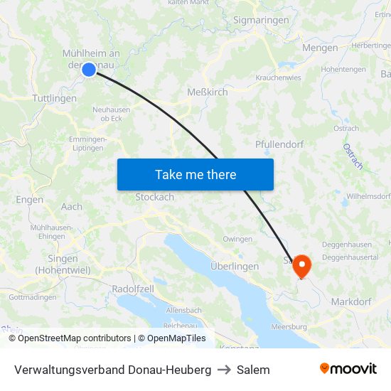 Verwaltungsverband Donau-Heuberg to Salem map