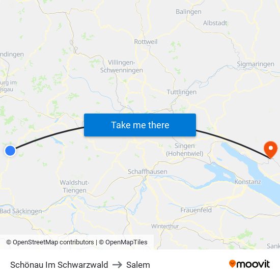 Schönau Im Schwarzwald to Salem map