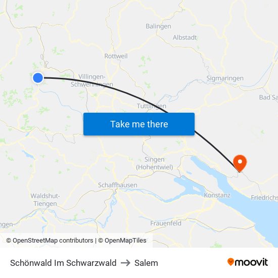 Schönwald Im Schwarzwald to Salem map