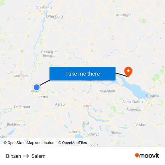 Binzen to Salem map