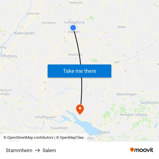 Stammheim to Salem map