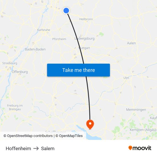 Hoffenheim to Salem map