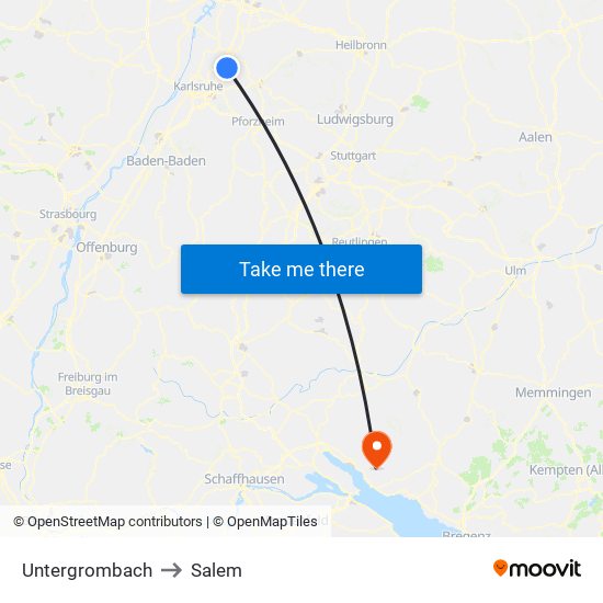 Untergrombach to Salem map