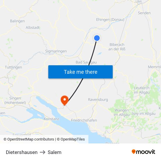 Dietershausen to Salem map