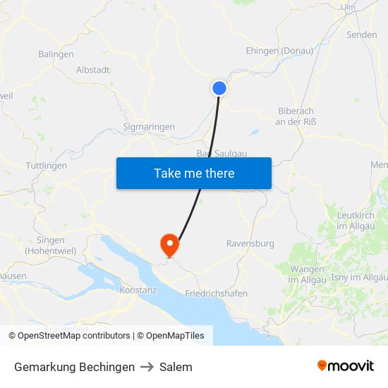 Gemarkung Bechingen to Salem map