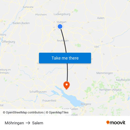 Möhringen to Salem map