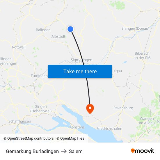 Gemarkung Burladingen to Salem map