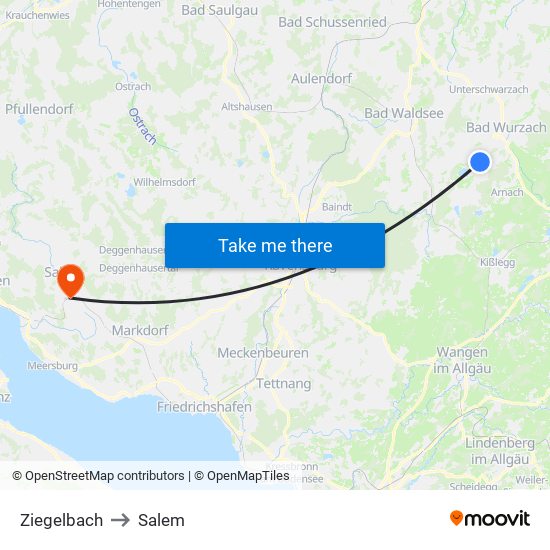 Ziegelbach to Salem map