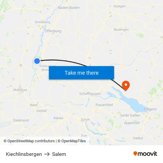 Kiechlinsbergen to Salem map