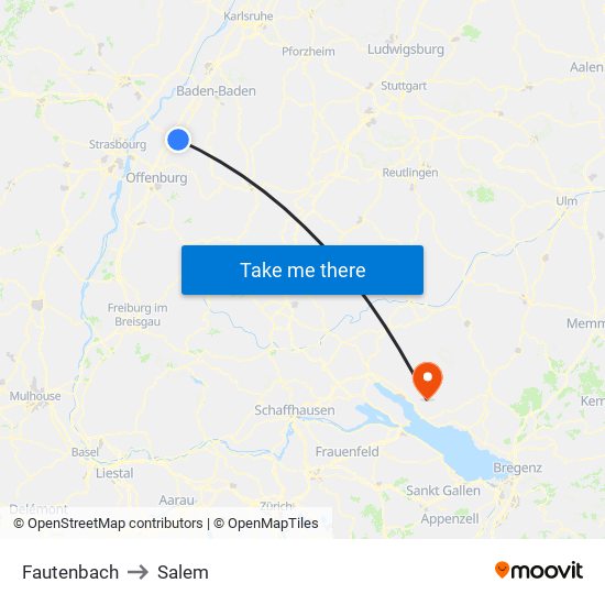 Fautenbach to Salem map