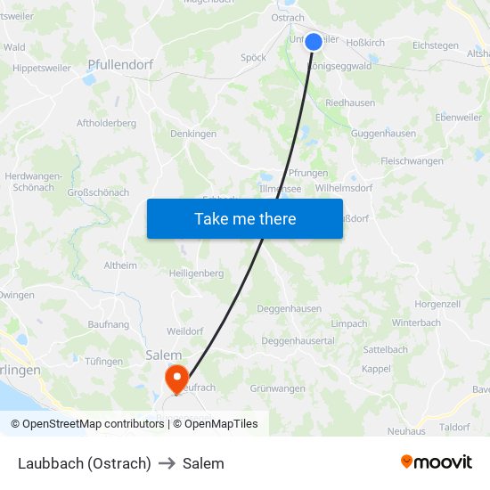 Laubbach (Ostrach) to Salem map