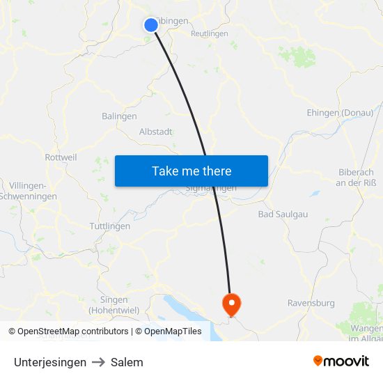 Unterjesingen to Salem map