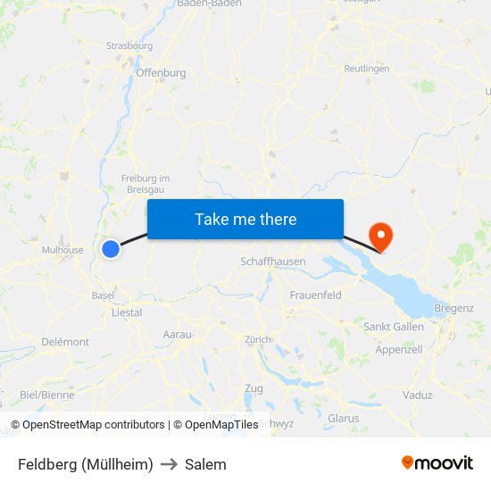 Feldberg (Müllheim) to Salem map