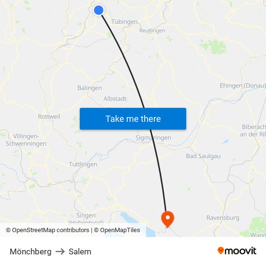 Mönchberg to Salem map