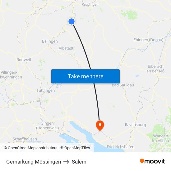 Gemarkung Mössingen to Salem map