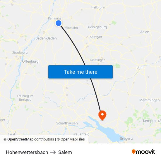 Hohenwettersbach to Salem map