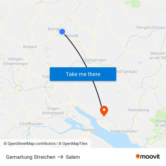 Gemarkung Streichen to Salem map