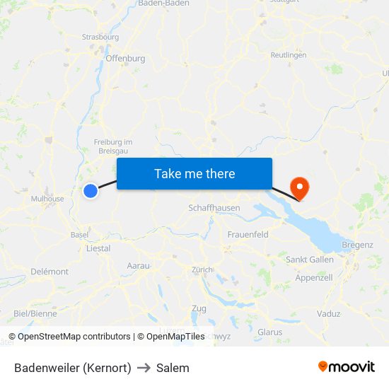 Badenweiler (Kernort) to Salem map