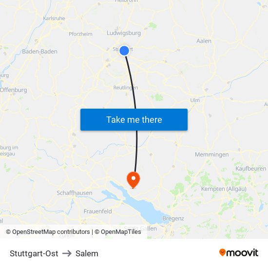 Stuttgart-Ost to Salem map