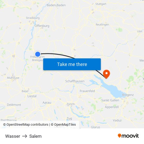 Wasser to Salem map