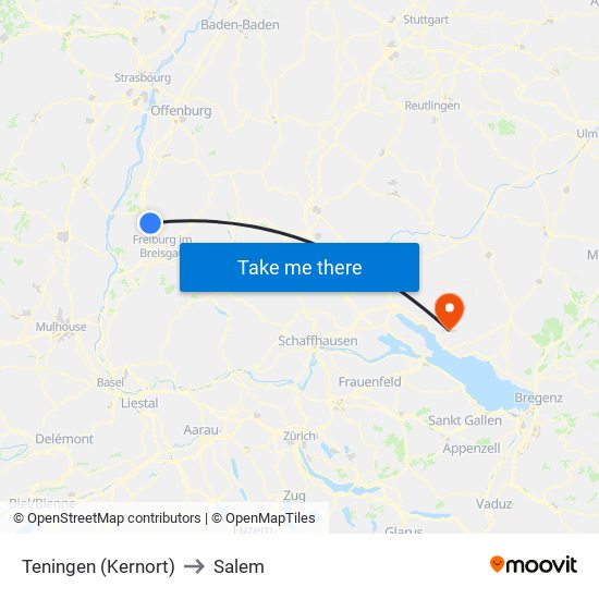 Teningen (Kernort) to Salem map