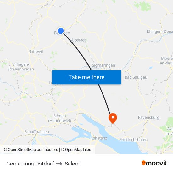 Gemarkung Ostdorf to Salem map