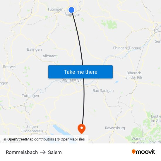 Rommelsbach to Salem map