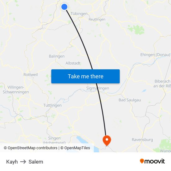 Kayh to Salem map