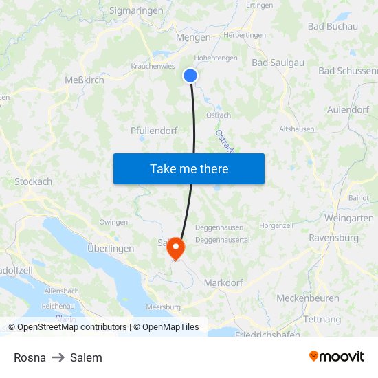 Rosna to Salem map