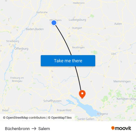 Büchenbronn to Salem map