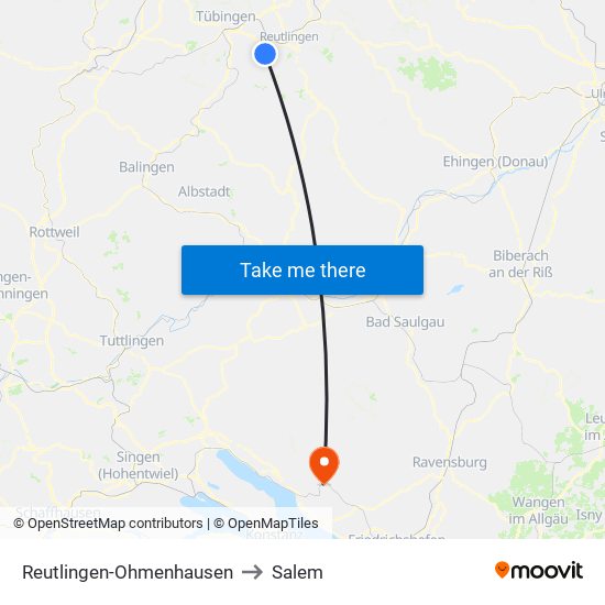 Reutlingen-Ohmenhausen to Salem map