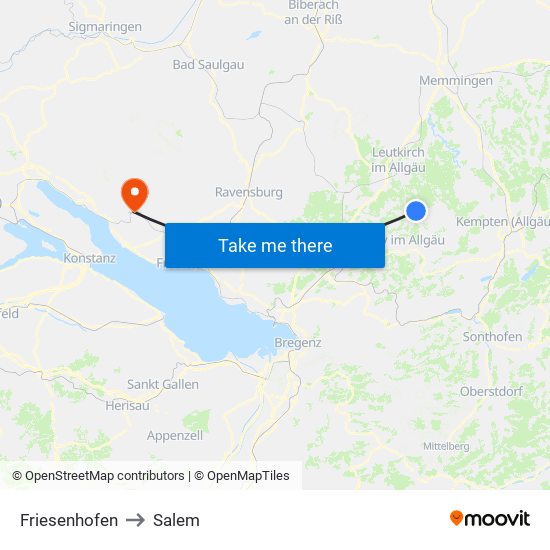 Friesenhofen to Salem map