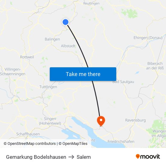 Gemarkung Bodelshausen to Salem map