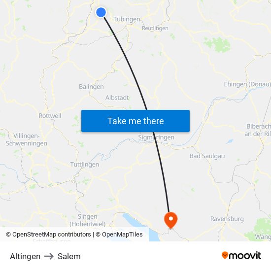 Altingen to Salem map
