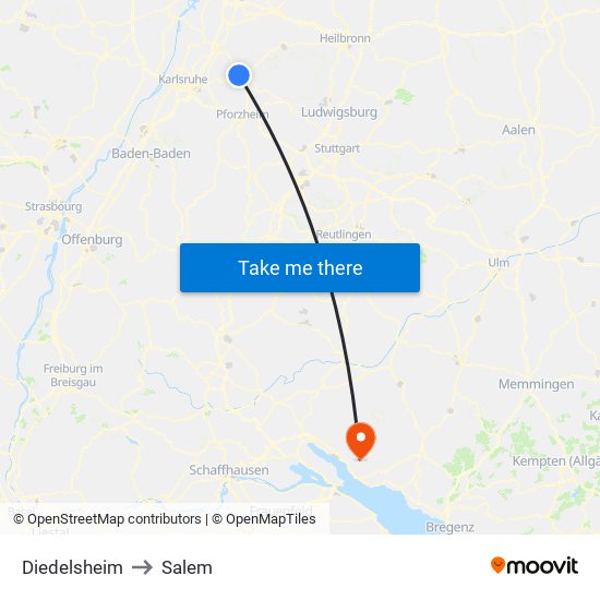 Diedelsheim to Salem map