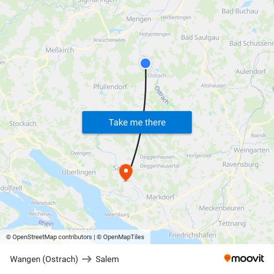 Wangen (Ostrach) to Salem map