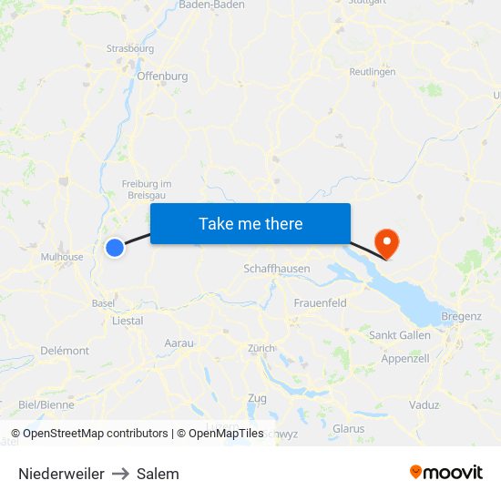 Niederweiler to Salem map