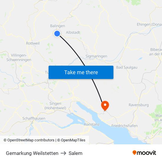 Gemarkung Weilstetten to Salem map