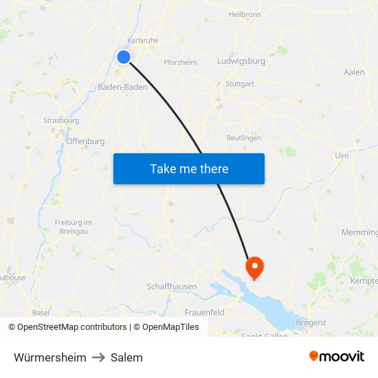 Würmersheim to Salem map