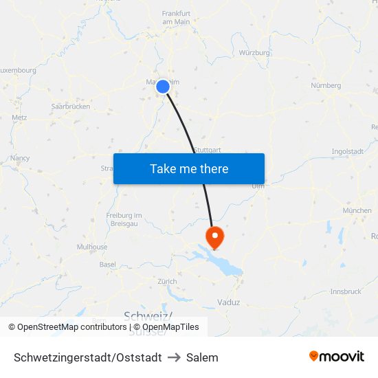 Schwetzingerstadt/Oststadt to Salem map