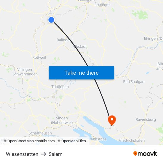 Wiesenstetten to Salem map