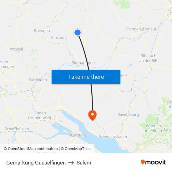 Gemarkung Gauselfingen to Salem map